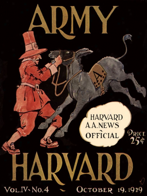 1929 Harvard Crimson Vs. Army Black Knights 22 X 30 Canvas Historic Football Prinnt