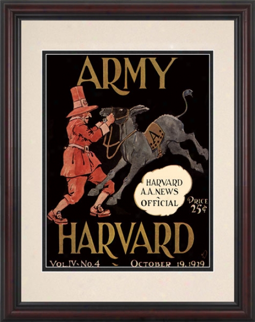 1929 Harvard Crimson Vs. Army Black Knights 8.5 X 11 Framed Historic Football Print