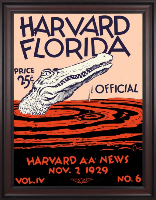 1929 Harvard Crimson Vs. Florida Gators 36 X 48 Framed Canvas Historic Foobtall Print