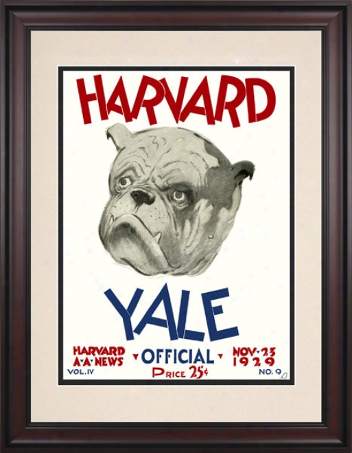 1929 Harvard Crimson Vs. Yale Bulldogs 10.5x14 Framed Historic Football Print