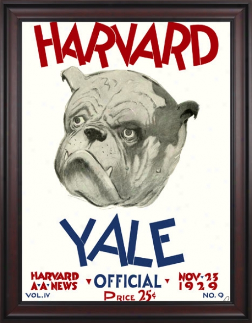 1929 Harvard Crimson Vs. Yale Bulldogs 36 X 48 Framed Canvas Historic Football Print