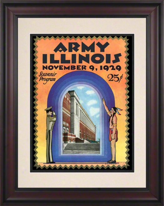 1929 Illinois Vs. Host 10.5x14 Framed Historic Football Print