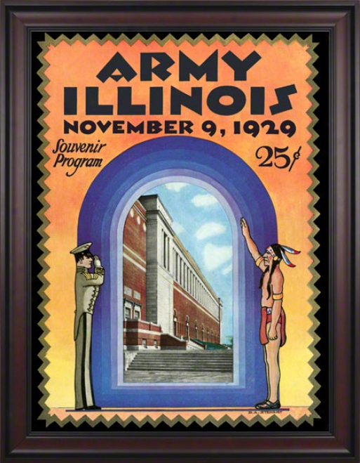 1929 Illinois Vs. Army 36 X 48 Framed Canvas Historic Football Print