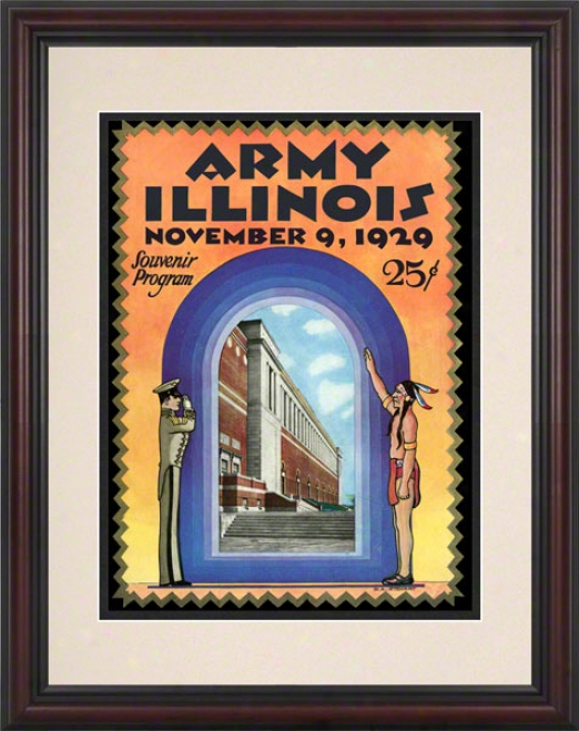 1929 Illinois Vs. Army 8.5 X 11 Framed Historic Football Print