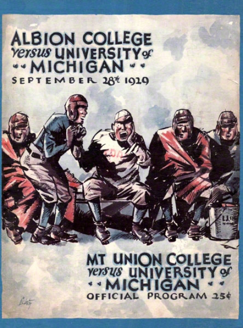 1929 Michigan Vs. Mt.union 22 X 30 Canvas Hidtoric Football Print