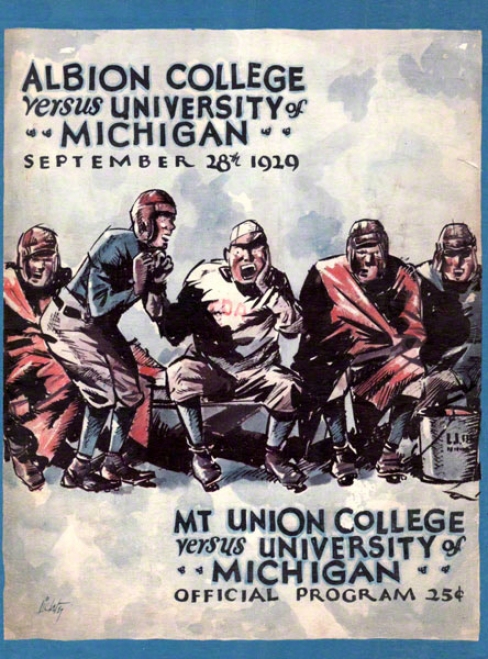 1929 Michigan Vs. Mt.union 36 X 48 Canvas Historic Football Print