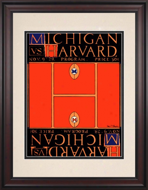 1929 Michigan Wolverines Vs. Harvard Crimson 10.5x14 Framed Historic Football Print