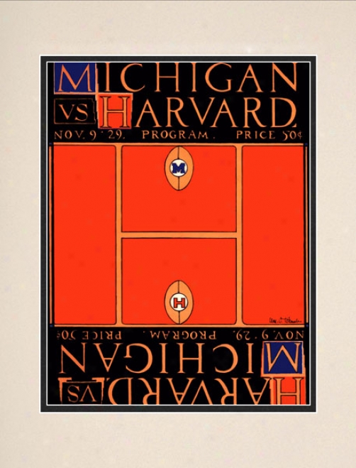 1929 Michigan Wolverines Vs. Harvard Crimson 10.5x14 Matted Historic Football Print