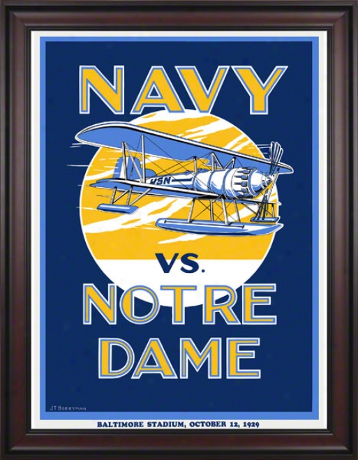 1929 Notre Mistress Flghting Irish Vs Navy Midshipmen 36 X 48 Framed Canvas Historic Football Poster