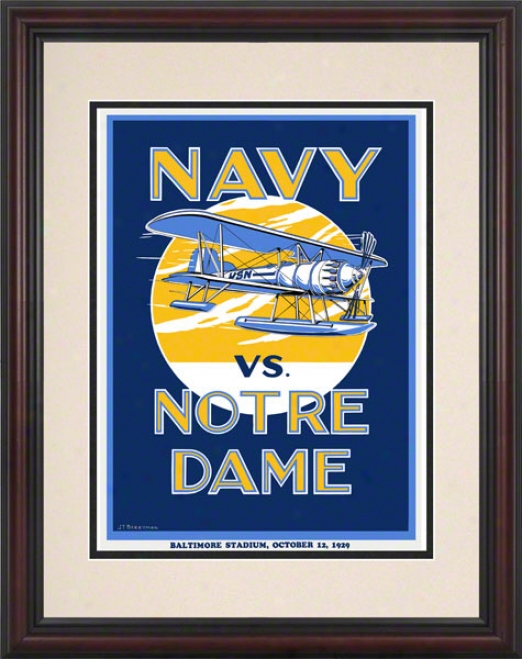 1929 Notre Dame Fighting Irish Vs Navy Midshipmen 8.5 X 11 Framed Historic Football Poster