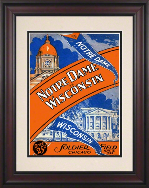 1929 Notre Dame Fighting Irohs Vs Wisconsin Badgers 10 1/2 X 14 Framed Historic Football Poster