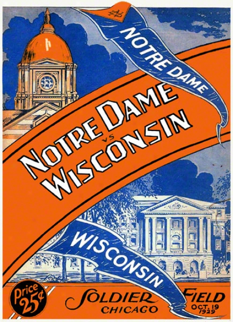 1929 Notre Dame Fighting Irish Vs Wisconsin Badgers 22 X 30 Canvas Historic Football Poster