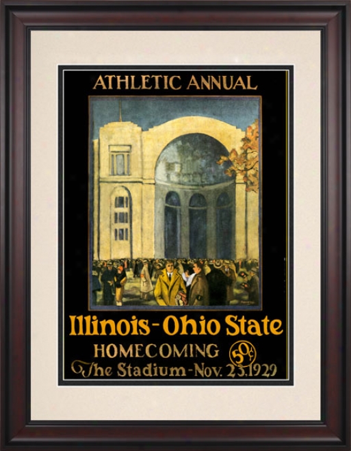 1929 Ohio State Buckeyes Vs. Illibois Fighting Illini 10.5x14 Framed Historic Football Print