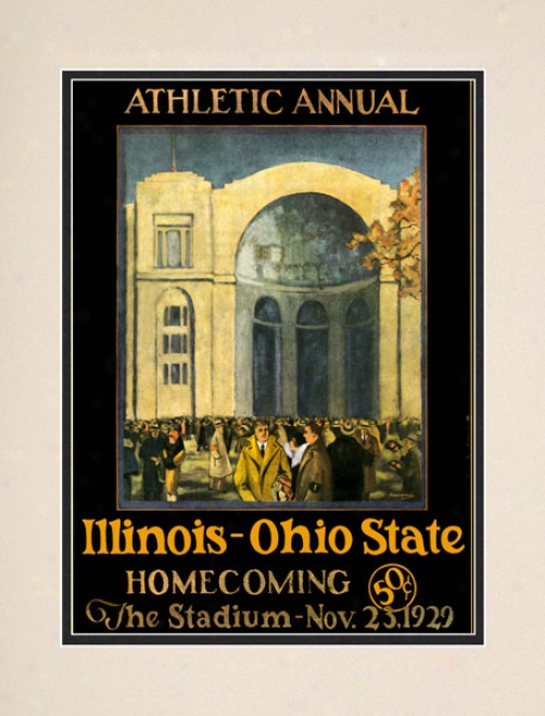 1929 Ohio State Buckeyes Vs. Illinois Fighting Illini 10.5x14 Matted Historic Football Print