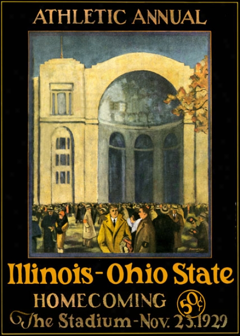1929 Ohio State Buckeyes Vs. Illinois Fighting Illini 22 X 30 Canvas Historic Football Print