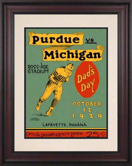 1929 Purdue Vs. Michigan 10.5x14 Framed Historic Football Print