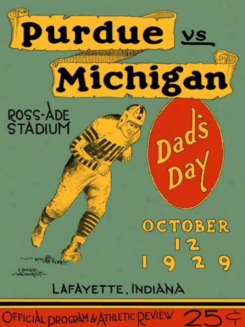 1929 Purdue Vs. Michigan 36 X 48 Canvas Historic Football Print