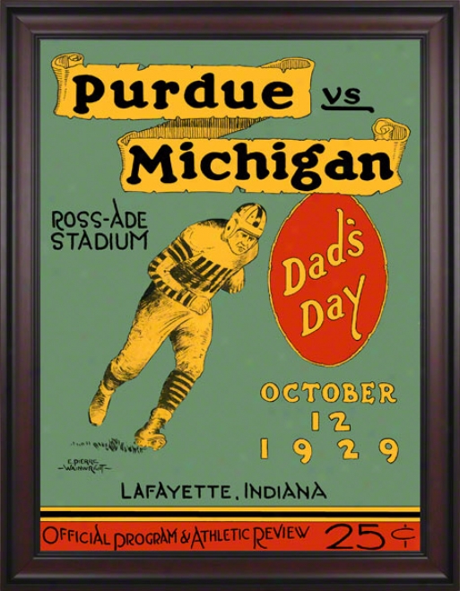 1929 Purdue Vs. Michigan 36 X 48 Framed Canvaq Historic Football Print