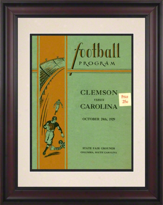 1929 South Carolina Vs. Clemson 10.5x14 Framed Historic Football Print