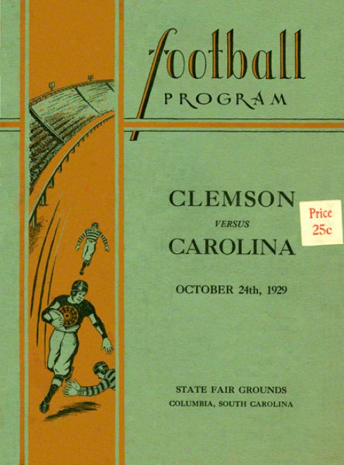 1929 Southern Carolins Vs. Clemson 36 X 48 Canvas Historic Football Newspaper