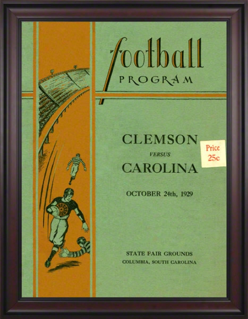 1929 South Carolina Vs. Clemson 36 X 48 Framed Canvas Historic Football Print