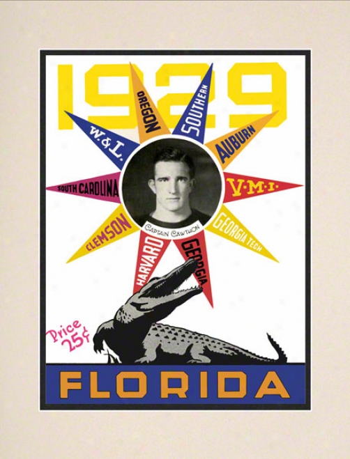 1929 Seminary of learning Of Florida Schedule Cover 10.5x14 Matted Historic Football Print