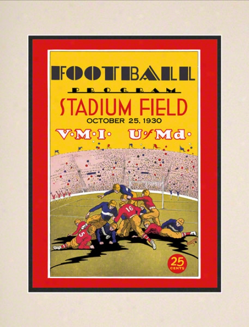 1930 Mryland Vs. Vmi 10.5x14 Matted Historic Football Print