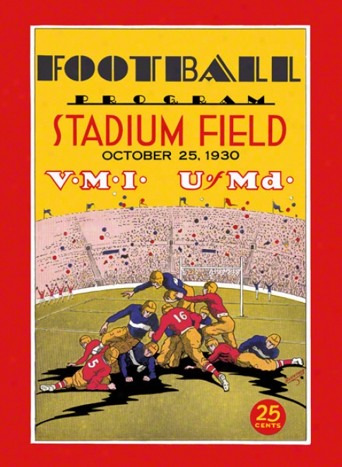 1930 Maryland Vs. Vmi 36 X 48 Canvas Historic Fiotball Print