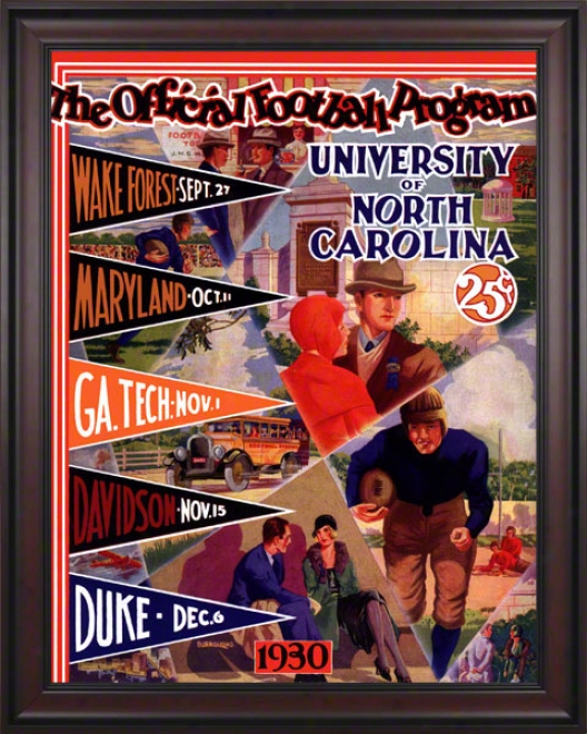 1930 North Carolina Season Schedule 36 X 48 Framed Canvas Historic Football Print