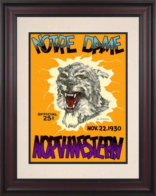 1930 Northwestern Wildcats Vs Notre Dame Fighting Irish 1 01/2 X 14 Framed Historic Football Poster