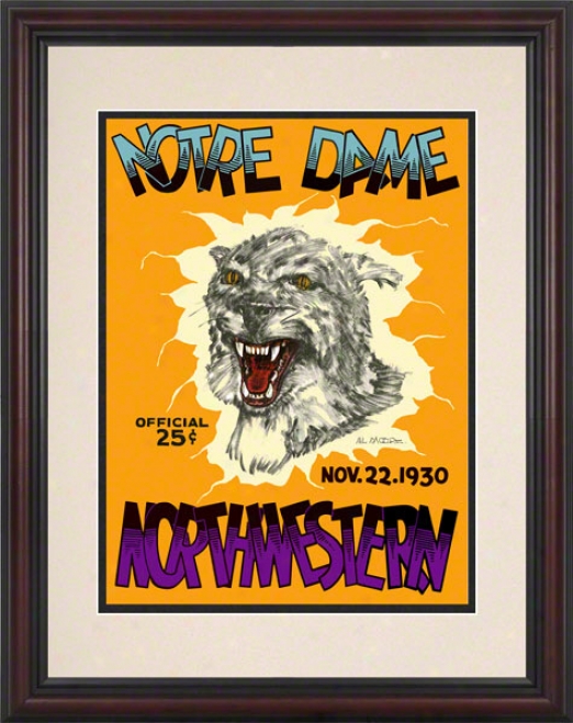 1930 Northwestern Wildcats Vs Notre Dame Fighting Irish 8.5 X 11 Framed Historic Football Poster