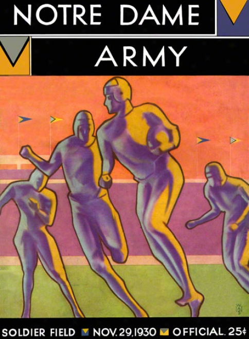 1930 Notre Dame Fighting Irish Vs Army Black Knights 22 X 30 Canvas Historic Football Poster