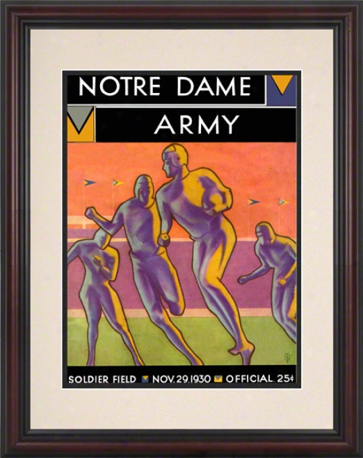 1930 Notre Dame Fighting Irish Vs Army Black Knights 8.5 X 11 Framed Historic Football Poster