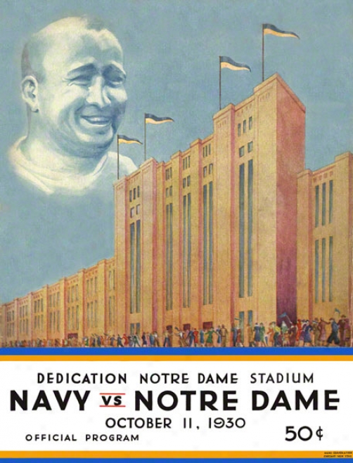 1930 Notre Dame Fighting Irish Vs Navy Midshipmen 36 X 48 Canvas Historic Football Poster