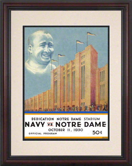 1930 Notre Dame Fighting Irish Vs Navy Midshipmen 8.5 X 11 Framed Historic Football Poster