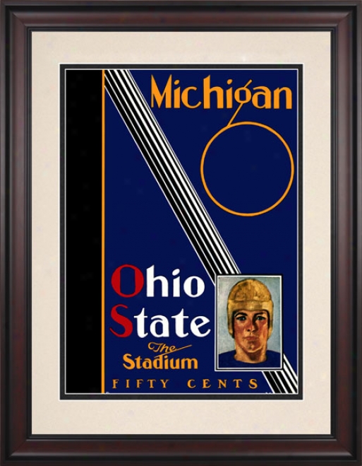 1930 Ohio State Buckeyes Vs. Michigan Wolverines 10.5x14 Framed Historic Football Calico