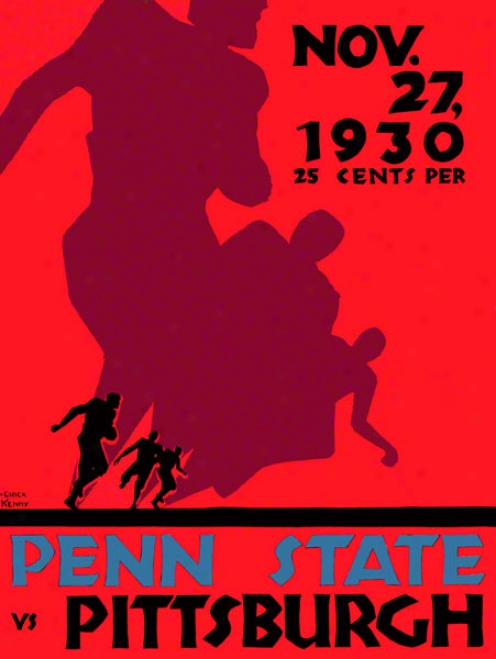 1930 Pittsburgh Pabthers Vs Penn State Nittany Lions 22 X 30 Canvas Historic Football Poster