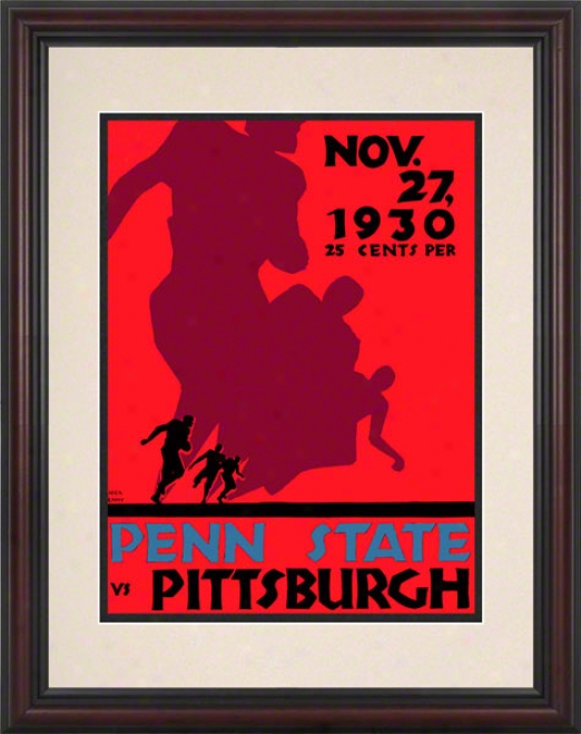 1930 Pittsburgh Panthees Vs Penn State Nittany Lions 8.5 X 11 Framed Historic Football Poster