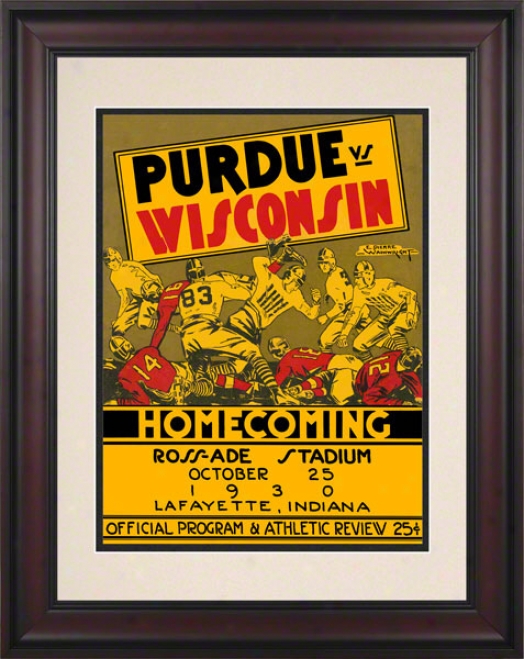 1930 Purdue Vs. Wisconsin 10.5x14 Framed Historic Football Print