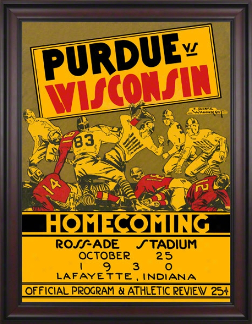 1930 Purdue Vs. Wisconsin 36 X 48 Framed Canvas Historic Football Print