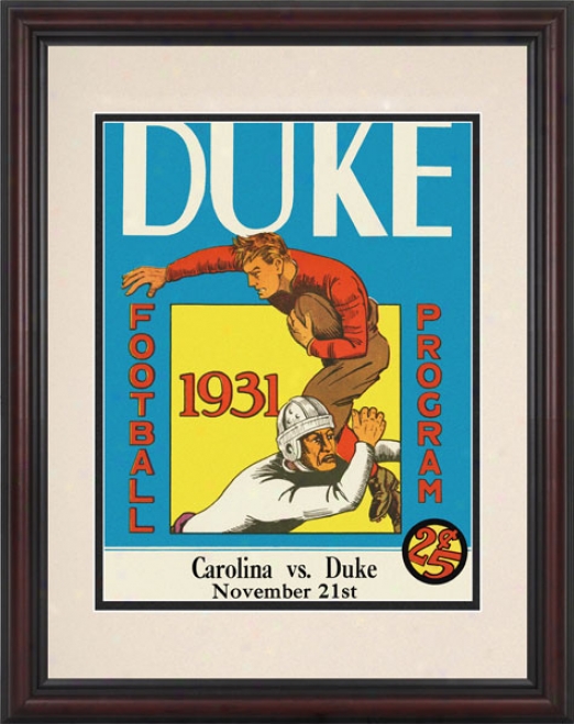 1931 Duke Blue Devils Vs. North Caroliina Tar Heels 8.5 X 11 Framed Historic Football Print