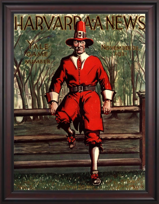 1931 Harvard Crimson Vs. Yale Bulldogs 36 X 48 Framed Canvas Historic Football Print