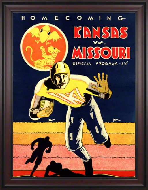 1931 Kansas Vs. Missouri 36 X 48 Framed Canvas Historoc Football Print