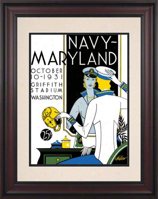 1931 Maryland Vs. Navy 10.5x14 Frwmed Historic Football Print