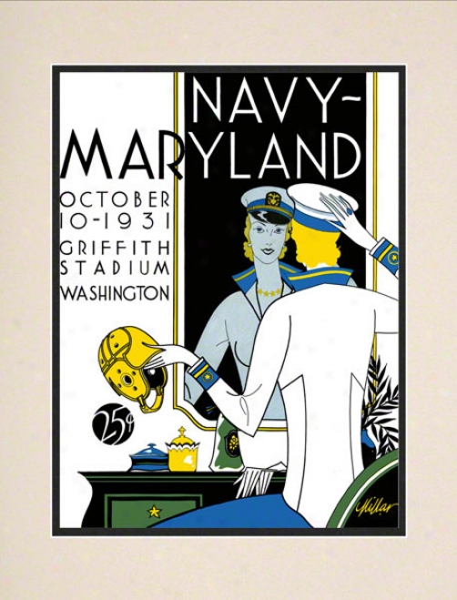 1931 Maryland Vs. Navy 10.5x14 Matted Historic Football Print