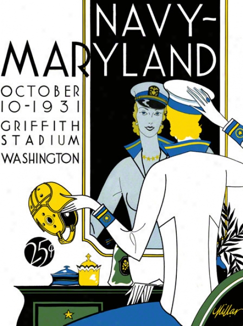 1931 Maryland Vs. Navy 36 X 48 Canvas Historic Football Print