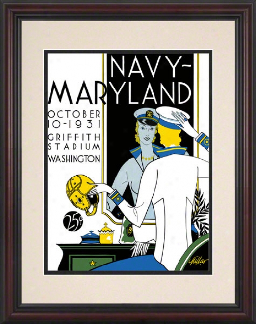 1931 Maryland Vs. Navy 8.5 X 11 Framed Historic Football Print