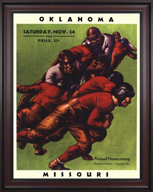 1931 Missouri Vs Oklahoma 36 X 48 Framed Canvas Historic Football Print