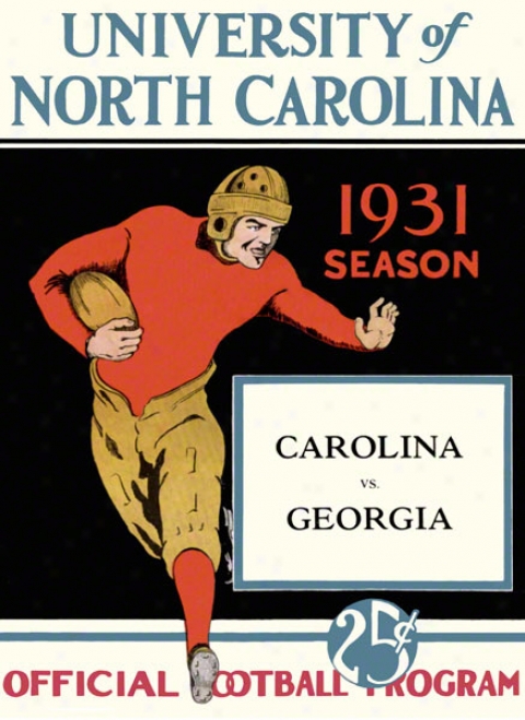 1931 North Carolina Vs. Georgia 22 X 30 Canvs Historic Football Print