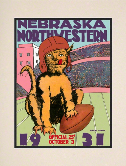 1931 Northwestern Vs. Nebraska 10.5x14 Matted Historic Football Print